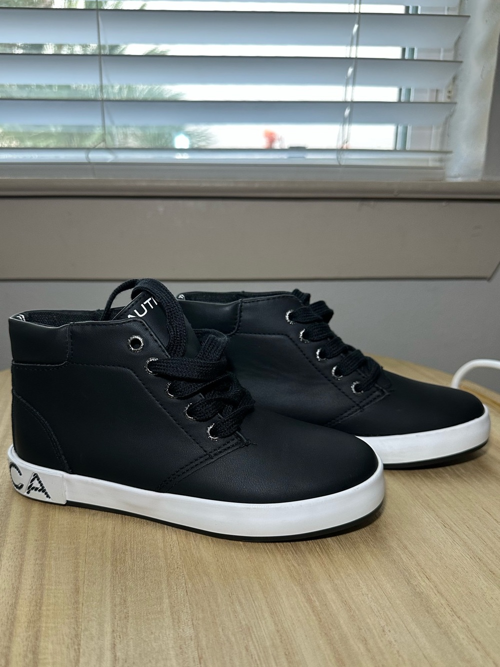 Nautica Kids Black High-Top Sneakers with White Sole Accent